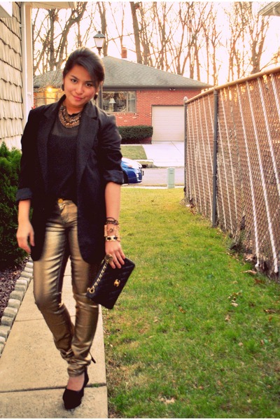 gold skinny pants