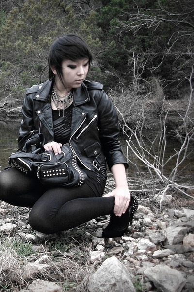black vintage leather jacket chictopia