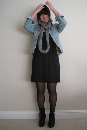 dress - American Apparel scarf - sweater - jacket - boots